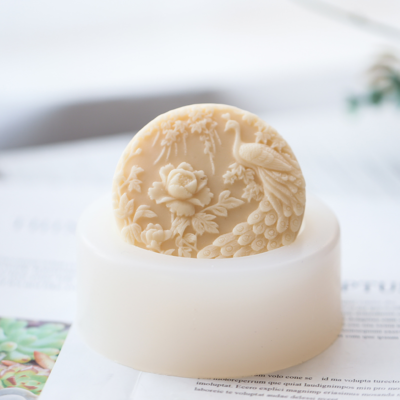 Candle Supplies Storage - Peacock Flower Pattern Silicone Soap Mold