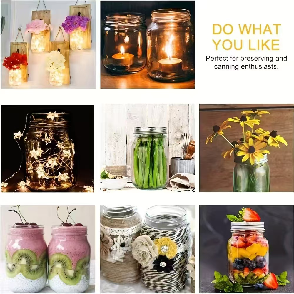 6Pcs, 12Pcs, 500Ml/16Oz, Glass - Mason Jar 8Oz ulasan dan harga