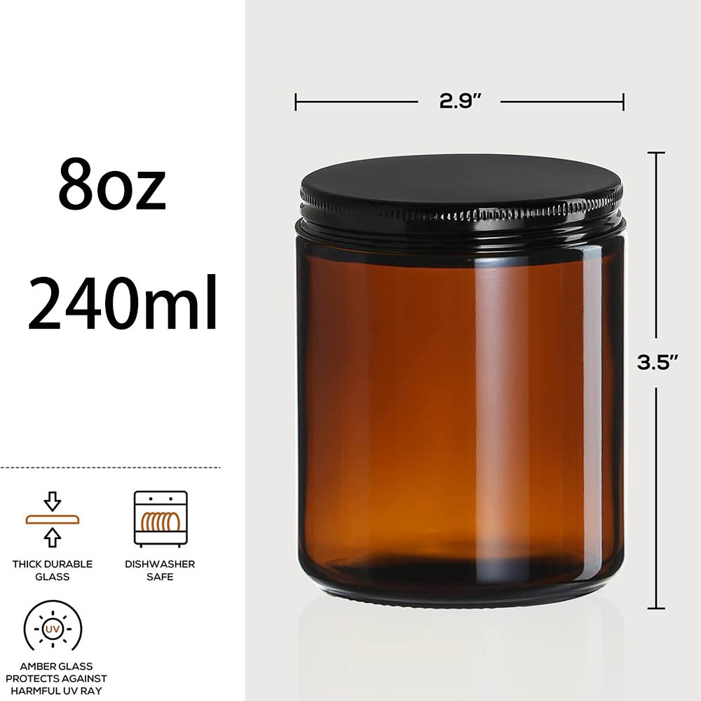 8oz Amber Glass Jars with Blac - Mason Jar 8Oz ulasan dan harga