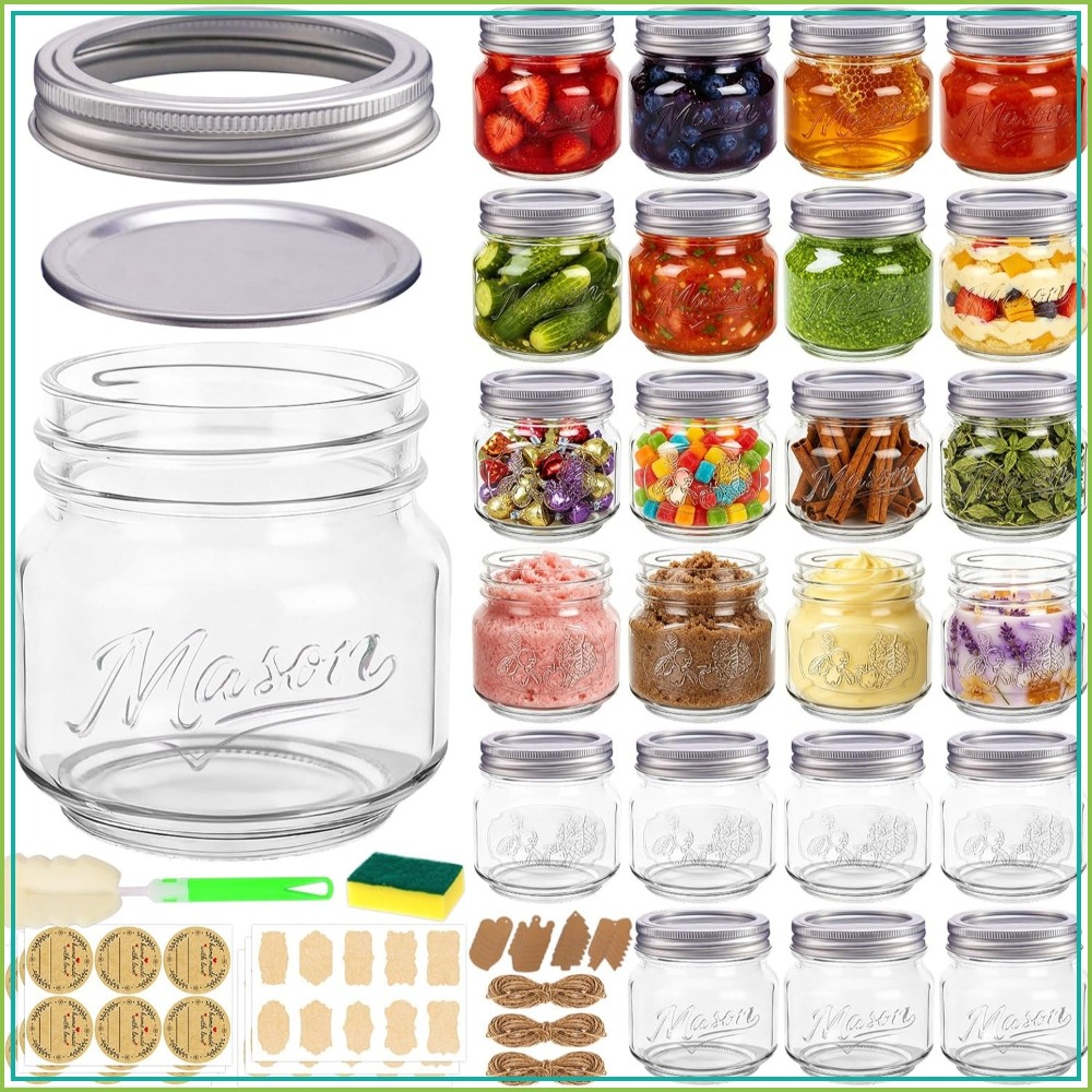 8 oz Mason Jars with Lids, 24  - Mason Jar 8Oz ulasan dan harga