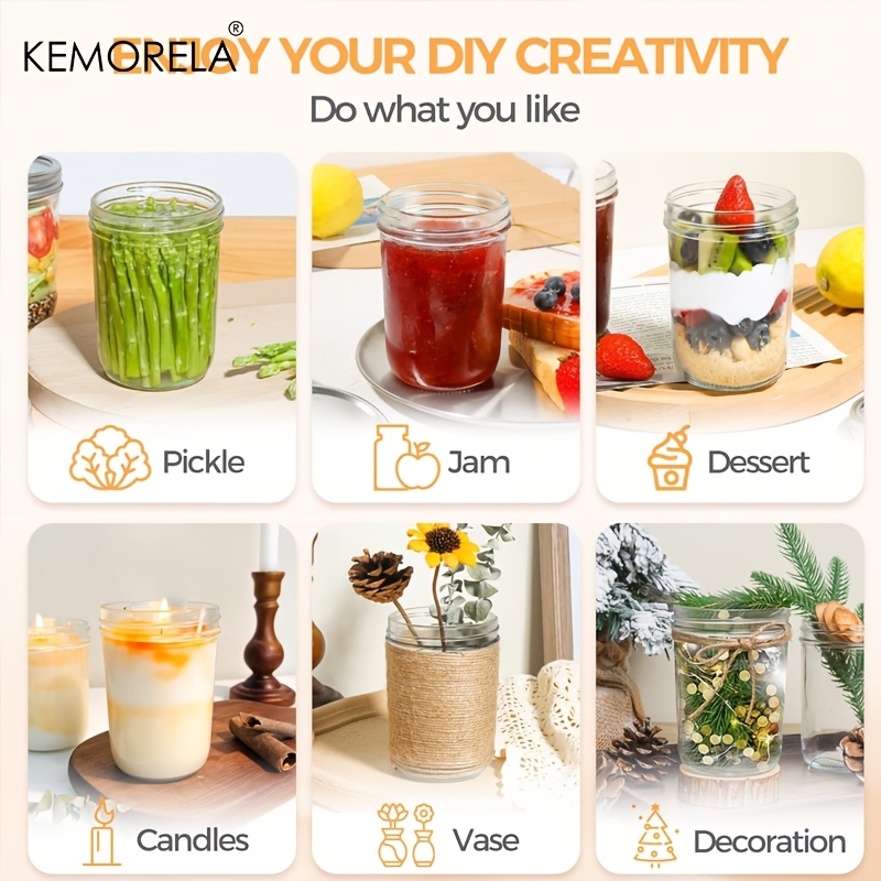 KEMORELA 4PCS Mason Jars 350ML - Mason Jar 8Oz ulasan dan harga