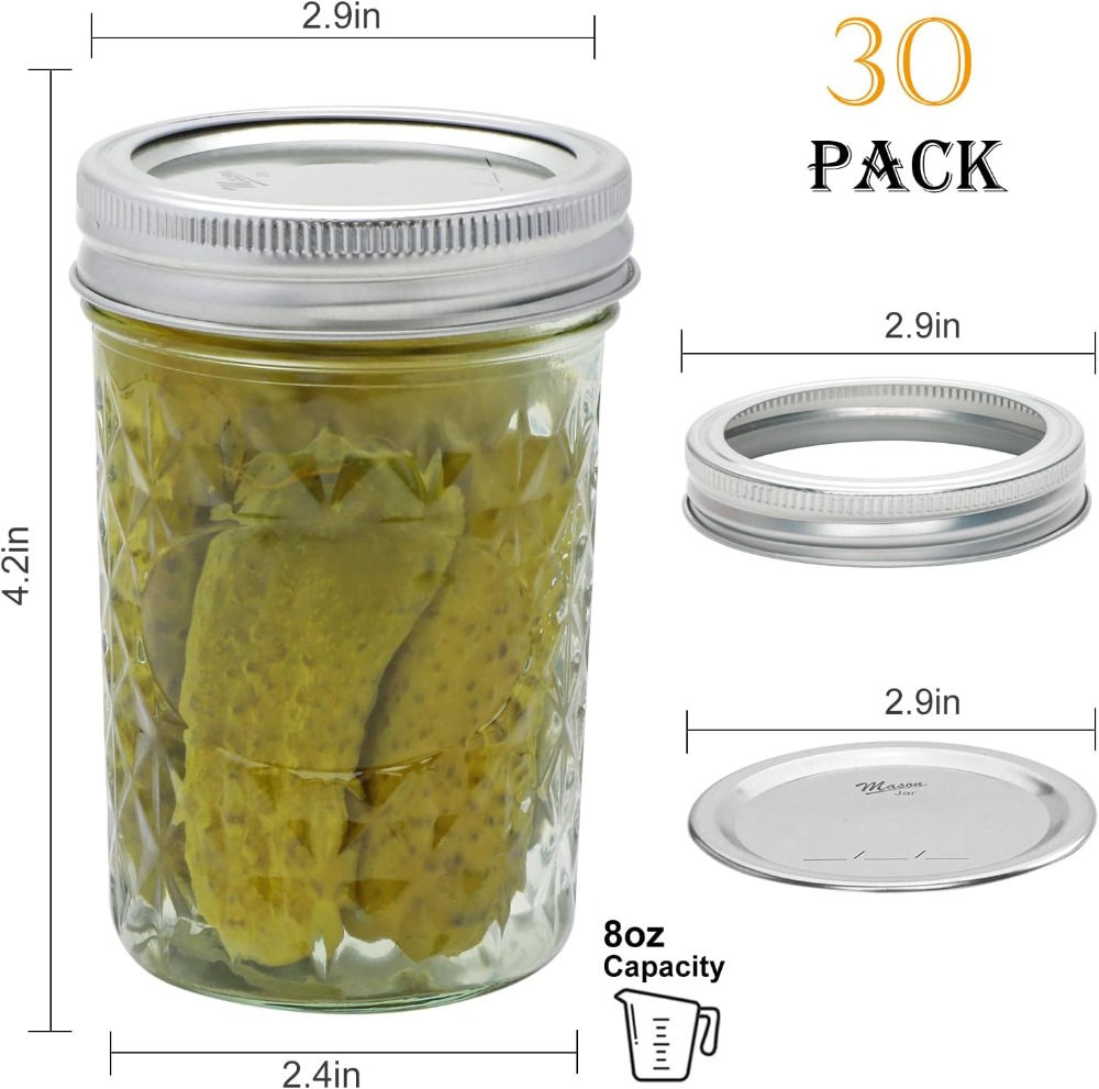 30 Pack 8 oz Mason Jars with A - Mason Jar 8Oz ulasan dan harga