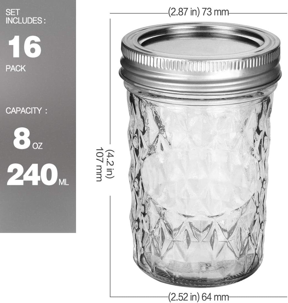 16-Pack 8oz Mason Jars with Re - Mason Jar 8Oz ulasan dan harga