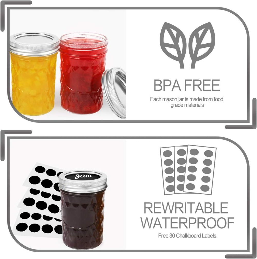 16-Pack 8oz Mason Jars with Re - Mason Jar 8Oz ulasan dan harga