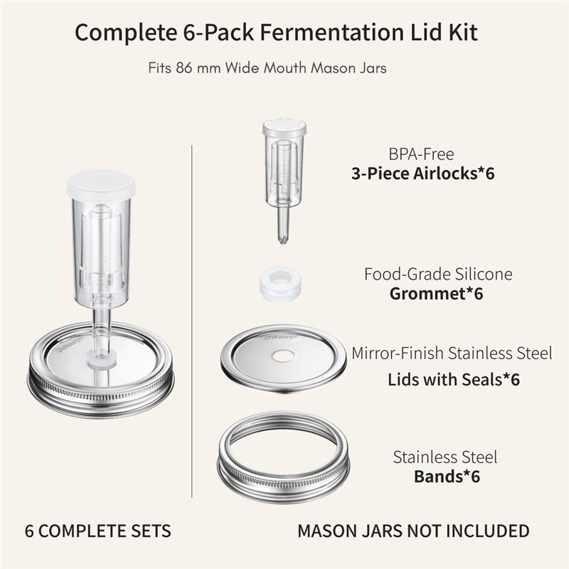 DTEW-Fermentation Lids For 8 T - Mason Jar 8Oz ulasan dan harga